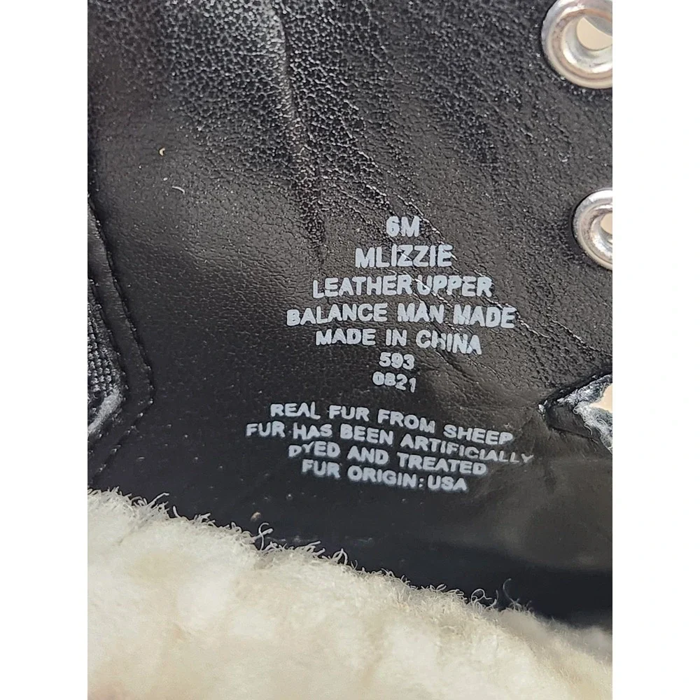 New Marc Fisher LTD Mlizzie Lizzie Ankle Shearling Combat Boots Black 6 Shoes